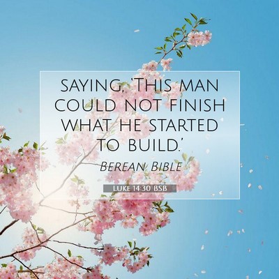 Picture 07 - Luke 14:30 BSB - saying, ‘This man could not finish what he - Bible Verse Picture