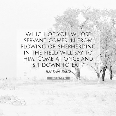Picture 07 - Luke 17:7 BSB - Which of you whose servant comes in from plowing - Bible Verse Picture