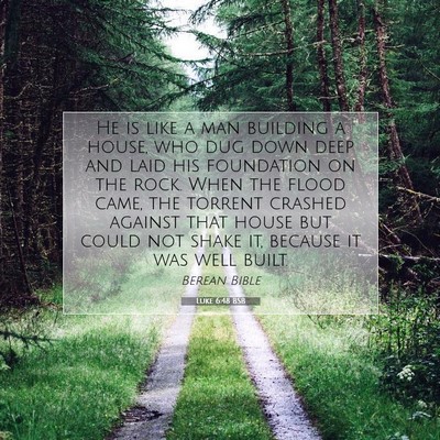 Picture 07 - Luke 6:48 BSB - He is like a man building a house, who dug down - Bible Verse Picture