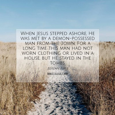 Picture 07 - Luke 8:27 BSB - When Jesus stepped ashore, He was met by a - Bible Verse Picture