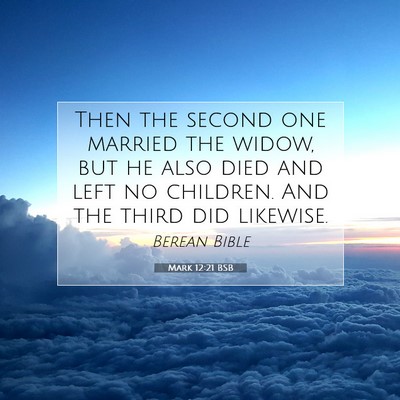 Picture 07 - Mark 12:21 BSB - Then the second one married the widow, but he - Bible Verse Picture
