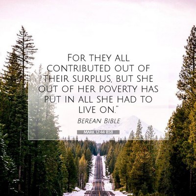 Picture 07 - Mark 12:44 BSB - For they all contributed out of their surplus, - Bible Verse Picture