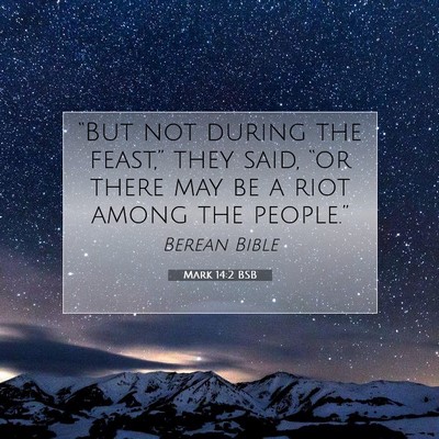 Picture 07 - Mark 14:2 BSB - “But not during the feast,” they said, “or - Bible Verse Picture
