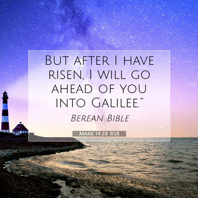 Picture 07 - Mark 14:28 BSB - But after I have risen, I will go ahead of you - Bible Verse Picture