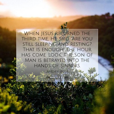 Picture 07 - Mark 14:41 BSB - When Jesus returned the third time, He said, - Bible Verse Picture