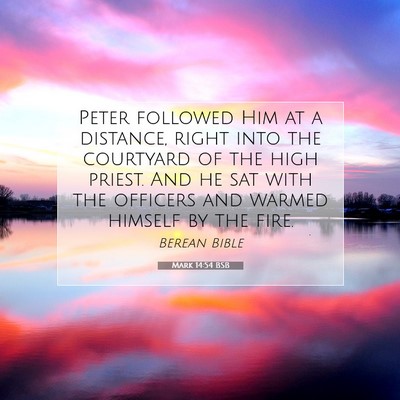 Picture 07 - Mark 14:54 BSB - Peter followed Him at a distance, right into the - Bible Verse Picture