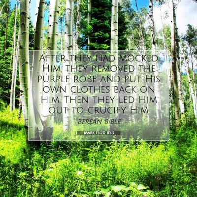 Picture 07 - Mark 15:20 BSB - After they had mocked Him, they removed the - Bible Verse Picture