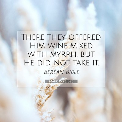 Picture 07 - Mark 15:23 BSB - There they offered Him wine mixed with myrrh, but - Bible Verse Picture