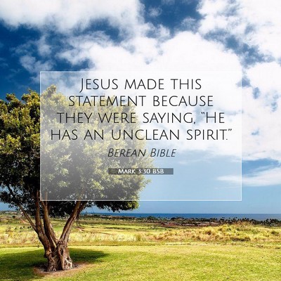 Picture 07 - Mark 3:30 BSB - Jesus made this statement because they were - Bible Verse Picture
