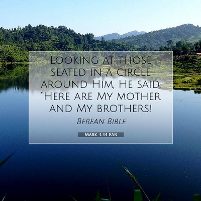 Picture 07 - Mark 3:34 BSB - Looking at those seated in a circle around Him, - Bible Verse Picture