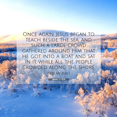 Picture 07 - Mark 4:1 BSB - Once again Jesus began to teach beside the sea, - Bible Verse Picture