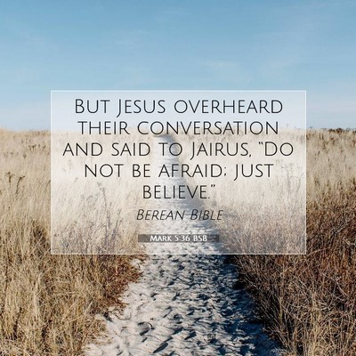 Picture 07 - Mark 5:36 BSB - But Jesus overheard their conversation and said - Bible Verse Picture