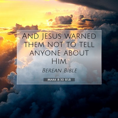 Picture 07 - Mark 8:30 BSB - And Jesus warned them not to tell anyone about - Bible Verse Picture