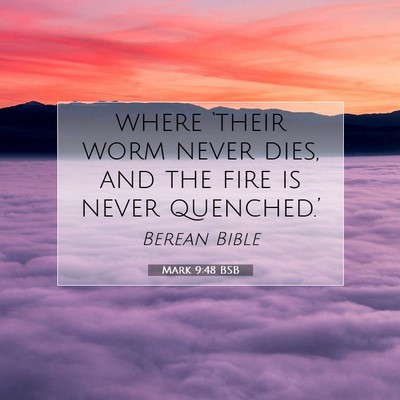 Picture 07 - Mark 9:48 BSB - where ‘their worm never dies, and the fire is - Bible Verse Picture