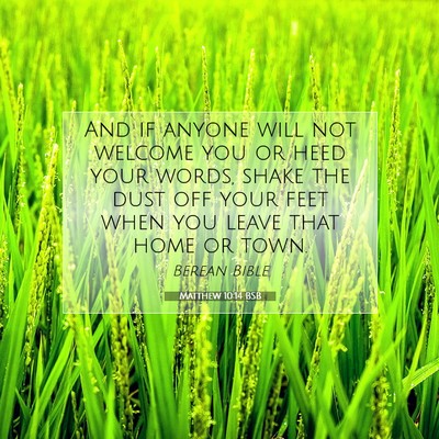 Picture 07 - Matthew 10:14 BSB - And if anyone will not welcome you or heed your - Bible Verse Picture