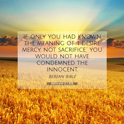 Picture 07 - Matthew 12:7 BSB - If only you had known the meaning of ‘I desire - Bible Verse Picture