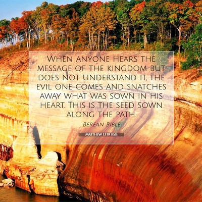 Picture 07 - Matthew 13:19 BSB - When anyone hears the message of the kingdom but - Bible Verse Picture