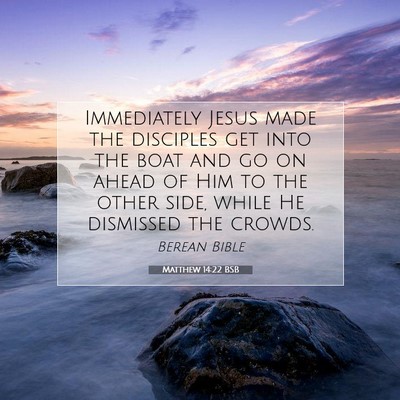Picture 07 - Matthew 14:22 BSB - Immediately Jesus made the disciples get into the - Bible Verse Picture