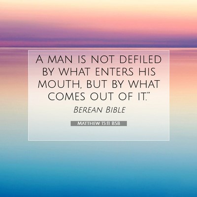 Picture 07 - Matthew 15:11 BSB - A man is not defiled by what enters his mouth, - Bible Verse Picture
