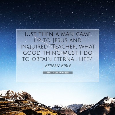 Picture 07 - Matthew 19:16 BSB - Just then a man came up to Jesus and inquired, - Bible Verse Picture