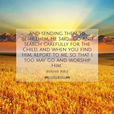 Picture 07 - Matthew 2:8 BSB - And sending them to Bethlehem, he said: “Go and - Bible Verse Picture