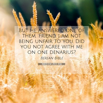 Picture 07 - Matthew 20:13 BSB - But he answered one of them, ‘Friend, I am not - Bible Verse Picture