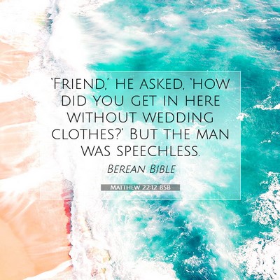 Picture 07 - Matthew 22:12 BSB - ‘Friend,’ he asked, ‘how did you get in - Bible Verse Picture