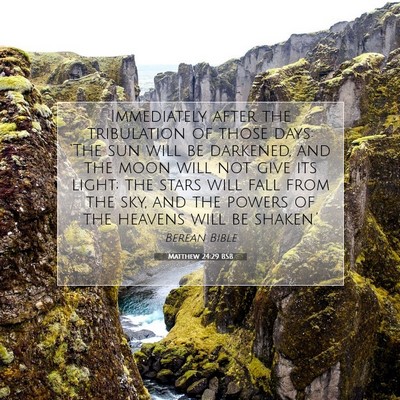Picture 07 - Matthew 24:29 BSB - Immediately after the tribulation of those days: - Bible Verse Picture