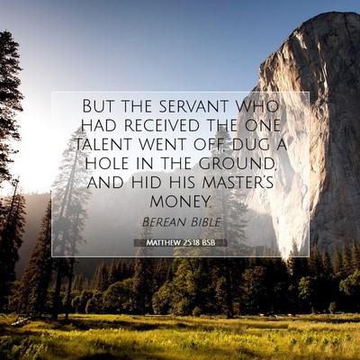 Picture 07 - Matthew 25:18 BSB - But the servant who had received the one talent - Bible Verse Picture