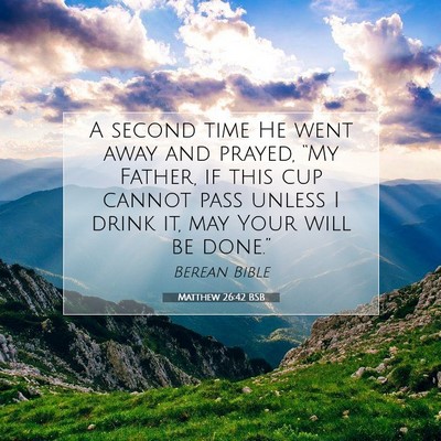 Picture 07 - Matthew 26:42 BSB - A second time He went away and prayed, “My - Bible Verse Picture