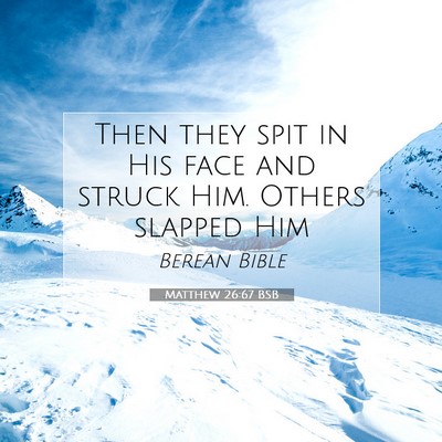 Picture 07 - Matthew 26:67 BSB - Then they spit in His face and struck Him. Others - Bible Verse Picture