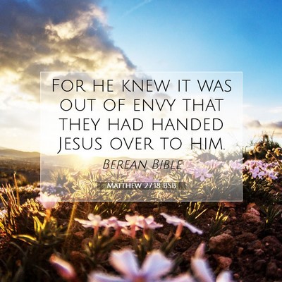 Picture 07 - Matthew 27:18 BSB - For he knew it was out of envy that they had - Bible Verse Picture