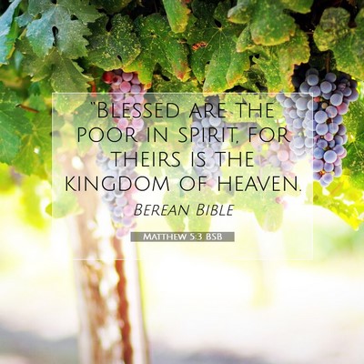 Picture 07 - Matthew 5:3 BSB - “Blessed are the poor in spirit, for theirs is - Bible Verse Picture