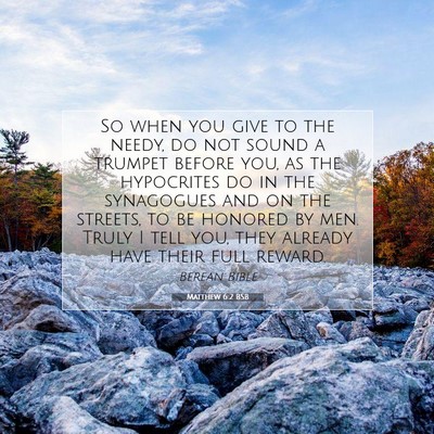 Picture 07 - Matthew 6:2 BSB - So when you give to the needy, do not sound a - Bible Verse Picture