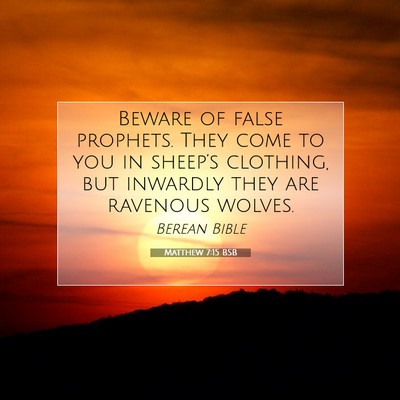 Picture 07 - Matthew 7:15 BSB - Beware of false prophets. They come to you in - Bible Verse Picture