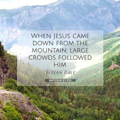 Picture 07 - Matthew 8:1 BSB - When Jesus came down from the mountain, large - Bible Verse Picture