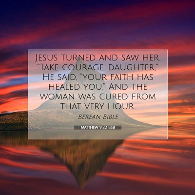 Picture 07 - Matthew 9:22 BSB - Jesus turned and saw her. “Take courage, - Bible Verse Picture