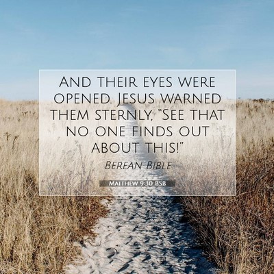Picture 07 - Matthew 9:30 BSB - And their eyes were opened. Jesus warned them - Bible Verse Picture