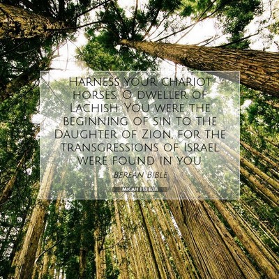 Picture 07 - Micah 1:13 BSB - Harness your chariot horses, O dweller of - Bible Verse Picture