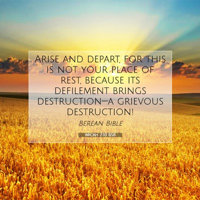 Picture 07 - Micah 2:10 BSB - Arise and depart, for this is not your place of - Bible Verse Picture