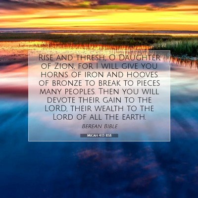 Picture 07 - Micah 4:13 BSB - Rise and thresh, O Daughter of Zion, for I will - Bible Verse Picture
