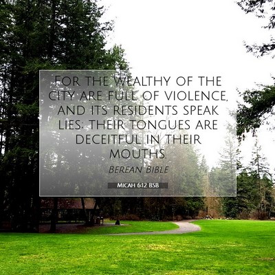Picture 07 - Micah 6:12 BSB - For the wealthy of the city are full of violence, - Bible Verse Picture