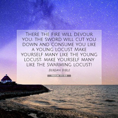 Picture 07 - Nahum 3:15 BSB - There the fire will devour you; the sword will - Bible Verse Picture