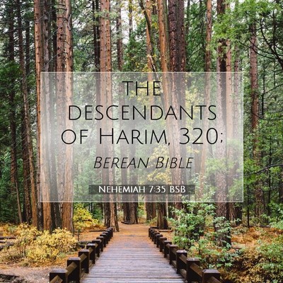 Picture 07 - Nehemiah 7:35 BSB - the descendants of Harim, - Bible Verse Picture