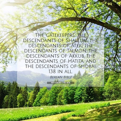 Picture 07 - Nehemiah 7:45 BSB - The gatekeepers: the descendants of Shallum, the - Bible Verse Picture