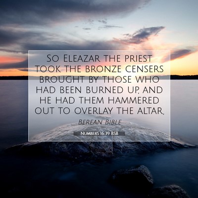 Picture 07 - Numbers 16:39 BSB - So Eleazar the priest took the bronze censers - Bible Verse Picture