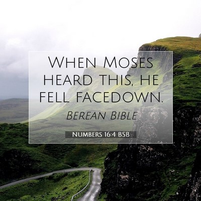Picture 07 - Numbers 16:4 BSB - When Moses heard this, he fell - Bible Verse Picture