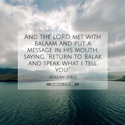Picture 07 - Numbers 23:16 BSB - And the LORD met with Balaam and put a message in - Bible Verse Picture