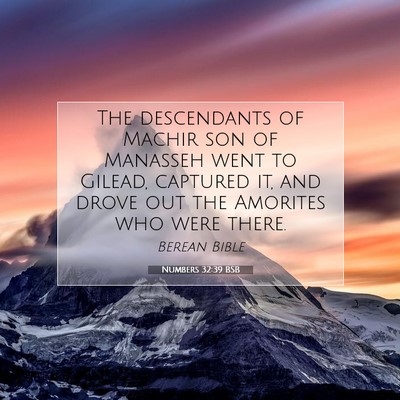 Picture 07 - Numbers 32:39 BSB - The descendants of Machir son of Manasseh went to - Bible Verse Picture