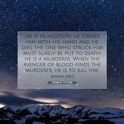 Picture 07 - Numbers 35:21 BSB - or if in hostility he strikes him with his hand - Bible Verse Picture
